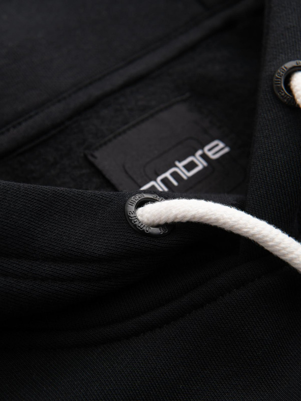 Ombre Clothing Moška mikica s kapuco in grafiko - črna V3 B1714 Ombre Clothing