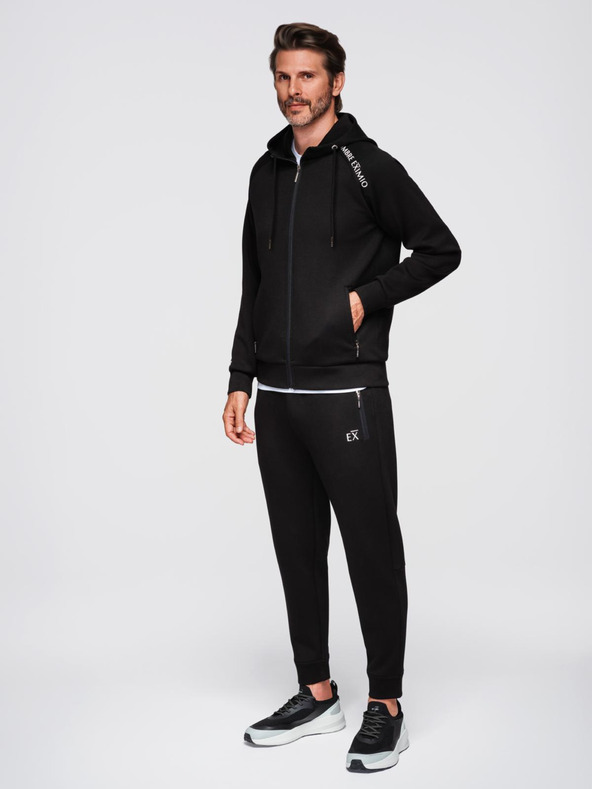 Ombre Clothing Moška treningska garnitura mikica s kapuco + hlače jogger - črna V1 Z115 Ombre Clothing