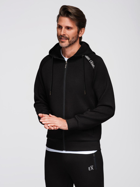 Ombre Clothing Moška treningska garnitura mikica s kapuco + hlače jogger - črna V1 Z115 Ombre Clothing