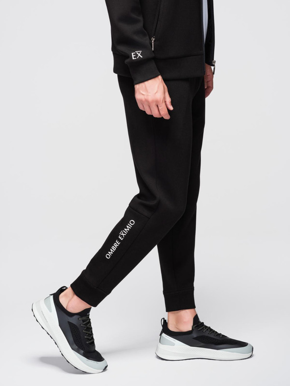 Ombre Clothing Moška treningska garnitura mikica s kapuco + hlače jogger - črna V1 Z115 Ombre Clothing