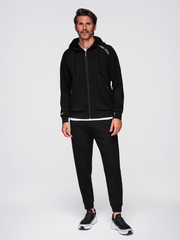 Ombre Clothing Moška treningska garnitura mikica s kapuco + hlače jogger - črna V1 Z115 Ombre Clothing