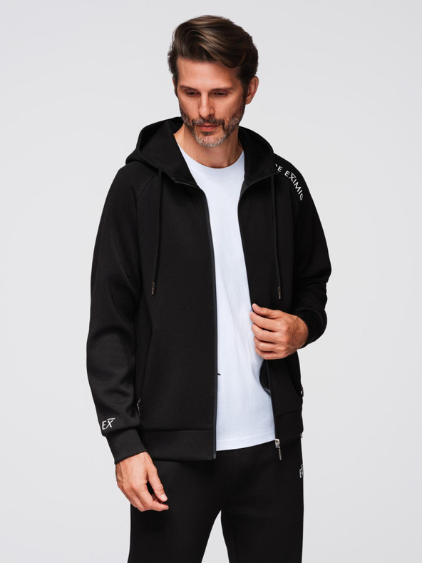 Ombre Clothing Moška treningska garnitura mikica s kapuco + hlače jogger - črna V1 Z115 Ombre Clothing