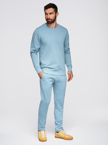 Ombre Clothing Moška treningska garnitura mikica z okroglim izrezom + hlače regular fit - svetlo modra V7 Z122 Ombre Clothing