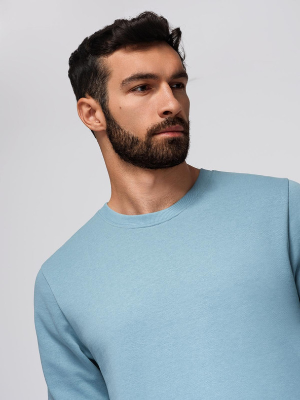 Ombre Clothing Moška treningska garnitura mikica z okroglim izrezom + hlače regular fit - svetlo modra V7 Z122 Ombre Clothing