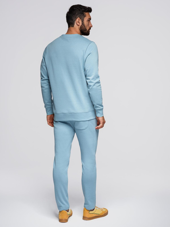 Ombre Clothing Moška treningska garnitura mikica z okroglim izrezom + hlače regular fit - svetlo modra V7 Z122 Ombre Clothing