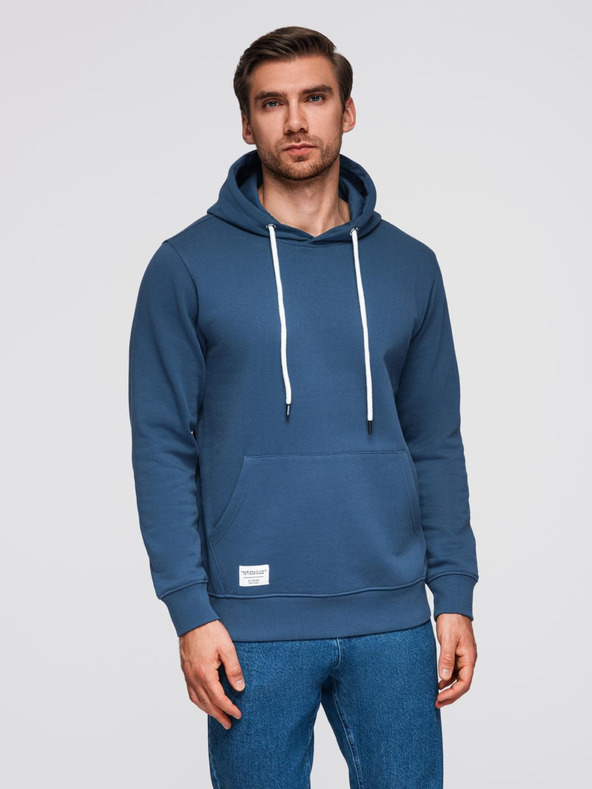 Ombre Clothing Moška mikica BASIC s koalco in kapuco - temno modra V4 B1674 Ombre Clothing