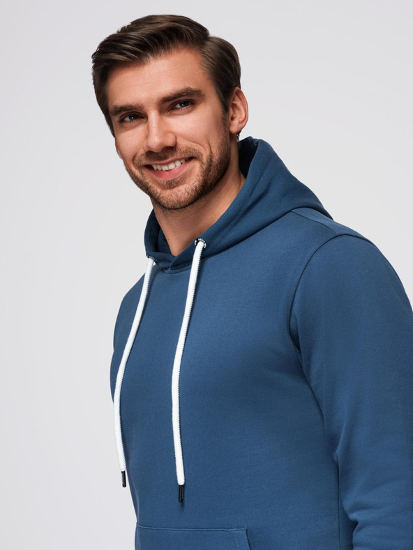 Ombre Clothing Moška mikica BASIC s koalco in kapuco - temno modra V4 B1674 Ombre Clothing