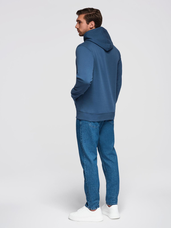 Ombre Clothing Moška mikica BASIC s koalco in kapuco - temno modra V4 B1674 Ombre Clothing