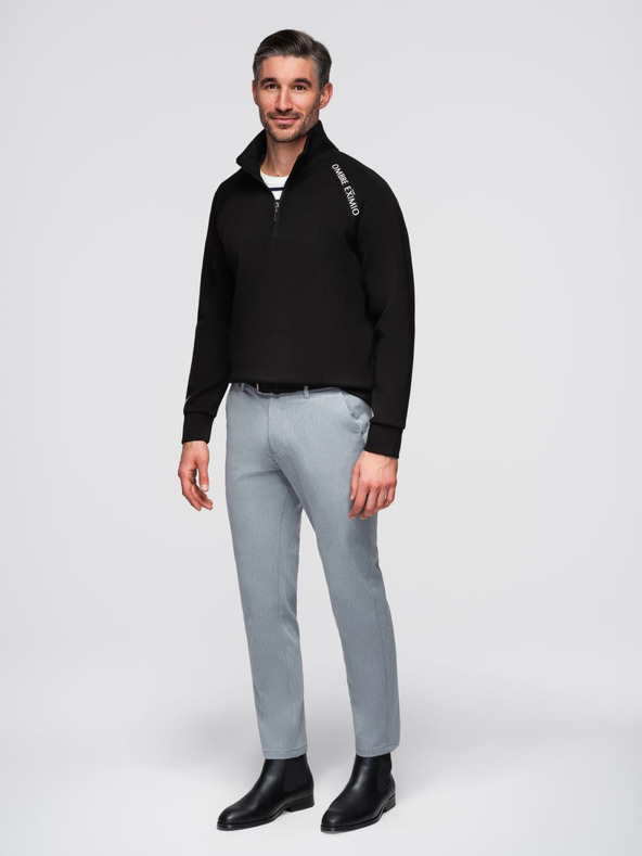 Ombre Clothing Moška mikica z visokim stoječem in kontrastnim potiskom - črna V1 OM-SSZP-0211 Ombre Clothing