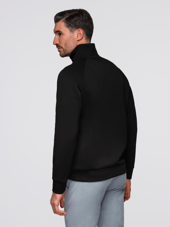 Ombre Clothing Moška mikica z visokim stoječem in kontrastnim potiskom - črna V1 OM-SSZP-0211 Ombre Clothing
