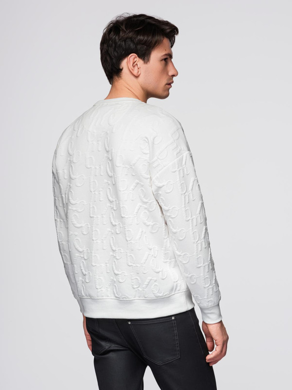 Ombre Clothing Moška mikica RELAXED FIT z reliefnimi črkami - ekru V2 B1712 Ombre Clothing
