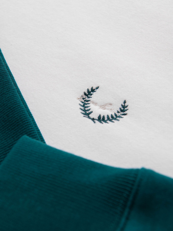 Ombre Clothing Moška kontrastna mikica z raglan rokavi - kremna in temno zelena V1 OM-SSNZ-0239 Ombre Clothing