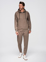 Ombre Clothing Moška treningska garnitura mikica s kapuco + hlače jogger - temno rjava V3 Z115 Ombre Clothing