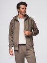 Ombre Clothing Moška treningska garnitura mikica s kapuco + hlače jogger - temno rjava V3 Z115 Ombre Clothing
