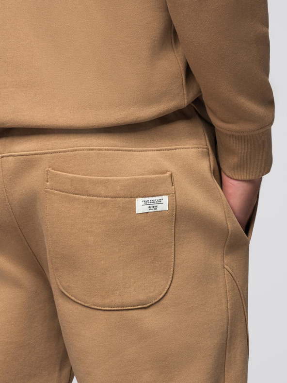 Ombre Clothing Moška treningska garnitura mikica s kapuco + hlače jogger - kamel V2 Z119 Ombre Clothing