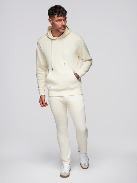 Ombre Clothing Moška treningska garnitura mikica + hlače regular fit - kremna V11 Z120 Ombre Clothing