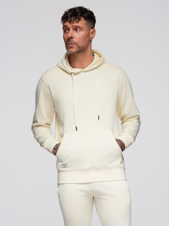 Ombre Clothing Moška treningska garnitura mikica + hlače regular fit - kremna V11 Z120 Ombre Clothing
