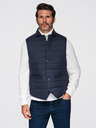 Ombre Clothing Moška elegantna prešivana vest - temno modra melanž V3 OM-JAVJ-0275 Ombre Clothing