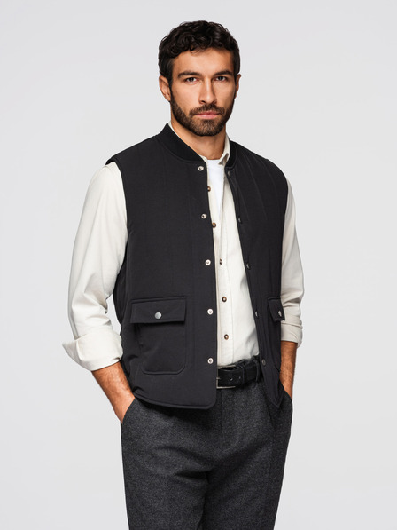 Ombre Clothing Moška neformalna brezrokavna vest z navpičnim prešivanjem - črna V1 OM-JAVJ-0323 Ombre Clothing