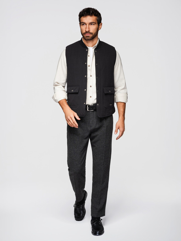 Ombre Clothing Moška neformalna brezrokavna vest z navpičnim prešivanjem - črna V1 OM-JAVJ-0323 Ombre Clothing