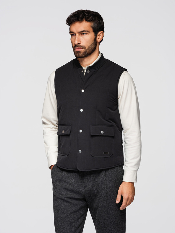 Ombre Clothing Moška neformalna brezrokavna vest z navpičnim prešivanjem - črna V1 OM-JAVJ-0323 Ombre Clothing