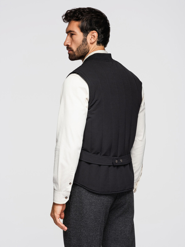 Ombre Clothing Moška neformalna brezrokavna vest z navpičnim prešivanjem - črna V1 OM-JAVJ-0323 Ombre Clothing