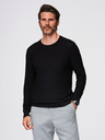 Ombre Clothing Strukturirani moški pulover s okroglim izrezom - črn V3 OM-SWSW-0181 Ombre Clothing