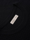 Ombre Clothing Strukturirani moški pulover s okroglim izrezom - črn V3 OM-SWSW-0181 Ombre Clothing
