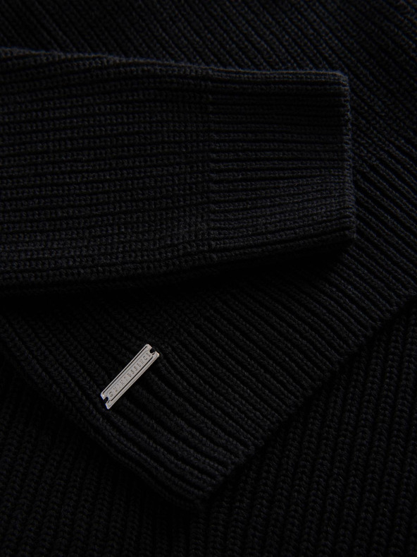 Ombre Clothing Moški klasični bombažni pulover s rolojem - črna V4 OM-SWTN-0162 Ombre Clothing