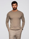Ombre Clothing BASIC moški klasični viskozni pulover z okroglim izrezom - temno bež V15 OM-SWBS-0106 Ombre Clothing