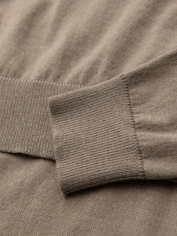 Ombre Clothing BASIC moški klasični viskozni pulover z okroglim izrezom - temno bež V15 OM-SWBS-0106 Ombre Clothing