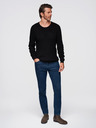 Ombre Clothing Moški rebrast pulover z gumbi pri izrezu - črna V2 OM-SWSW-0182 Ombre Clothing