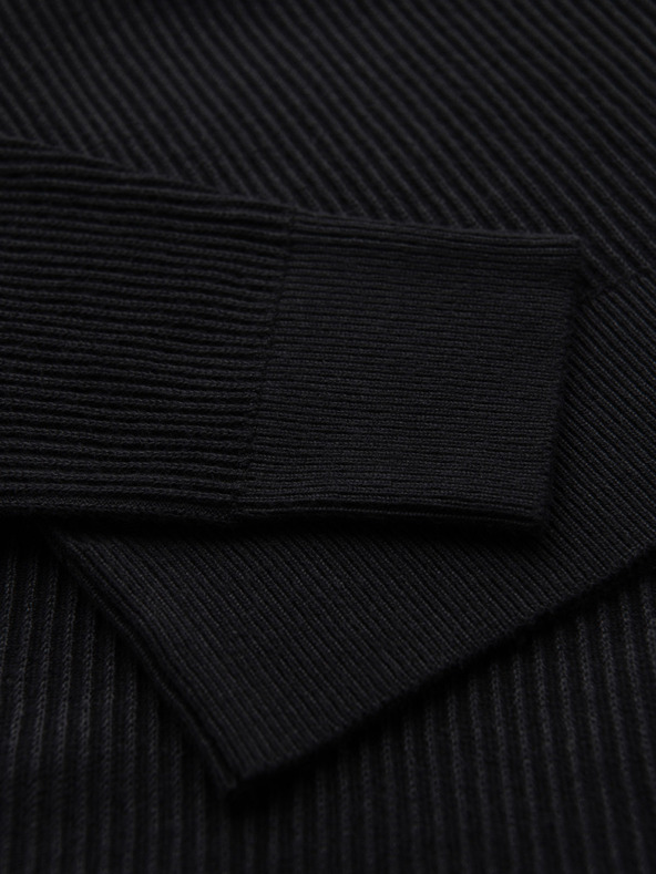 Ombre Clothing Moški rebrast pulover z gumbi pri izrezu - črna V2 OM-SWSW-0182 Ombre Clothing