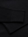 Ombre Clothing Moški rebrast pulover z gumbi pri izrezu - črna V2 OM-SWSW-0182 Ombre Clothing