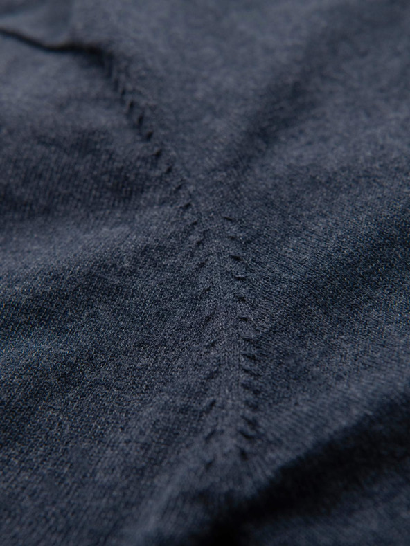 Ombre Clothing BASIC moški viskozni pulover z okroglim izrezom - temno modra melange V16 OM-SWBS-0106 Ombre Clothing