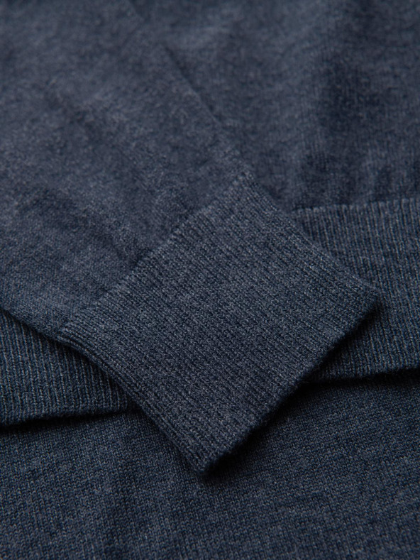 Ombre Clothing BASIC moški viskozni pulover z okroglim izrezom - temno modra melange V16 OM-SWBS-0106 Ombre Clothing