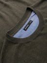 Ombre Clothing Moški viskozni pulover BASIC classic z okroglim izrezom - olivno melange V17 OM-SWBS-0106 Ombre Clothing