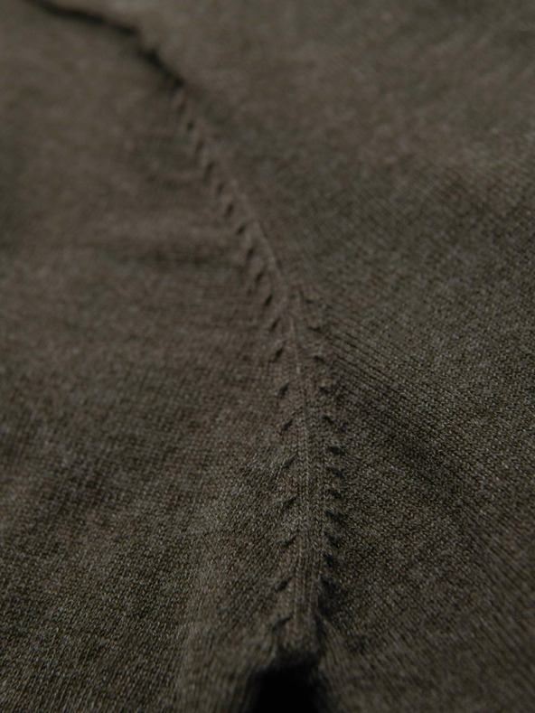 Ombre Clothing Moški viskozni pulover BASIC classic z okroglim izrezom - olivno melange V17 OM-SWBS-0106 Ombre Clothing