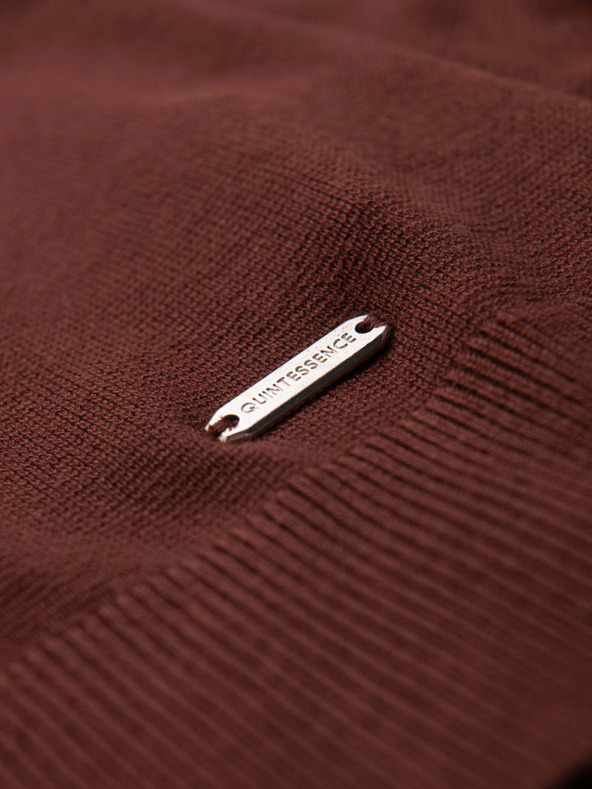 Ombre Clothing Moški pulover z okroglim izrezom iz elastične pletenine s klasičnim prepletom - bordo V4 OM-SWSW-0183 Ombre Clothing