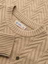 Ombre Clothing Moški pulover iz cik-cak pletenine - peščen V1 OM-SWSW-0147 Ombre Clothing