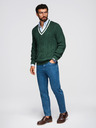 Ombre Clothing Moški karirani pulover s izrezom - zelen V3 OM-SWSW-0151 Ombre Clothing
