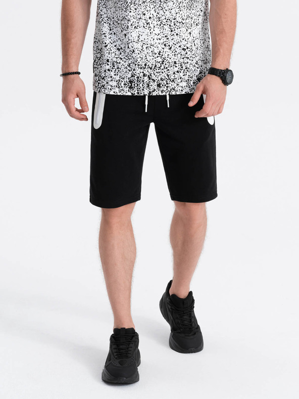 Ombre Clothing Moške trenirka kratke hlače - črna V3 W239 Ombre Clothing