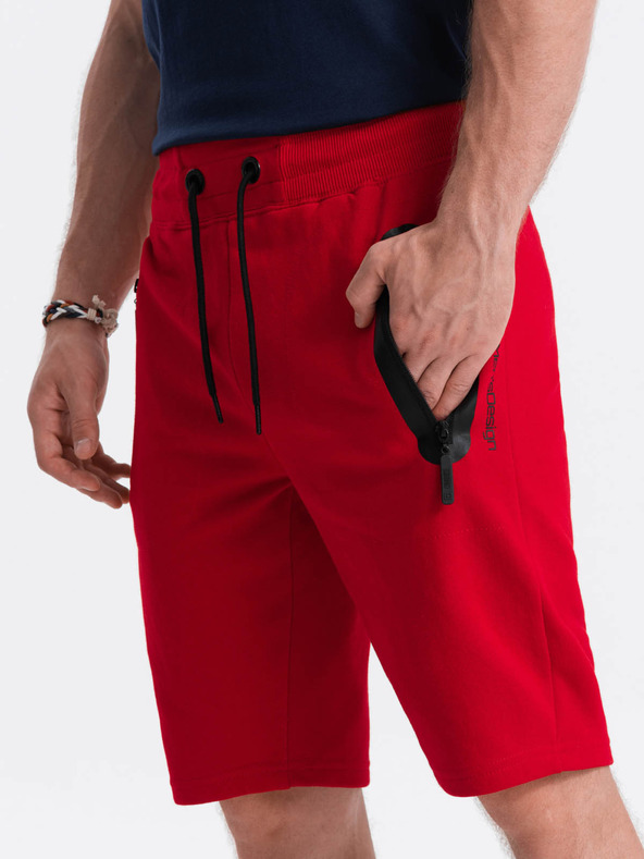 Ombre Clothing Moške trenirka kratke hlače - rdeča V2 W239 Ombre Clothing