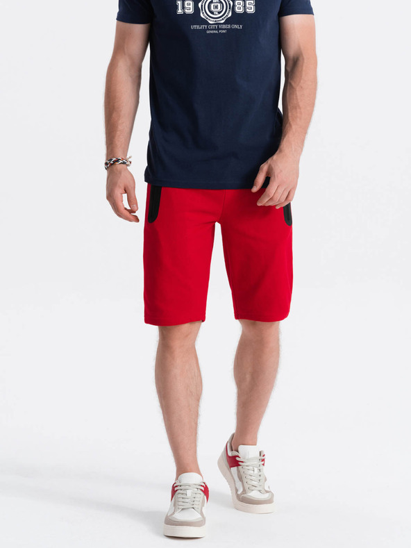 Ombre Clothing Moške trenirka kratke hlače - rdeča V2 W239 Ombre Clothing