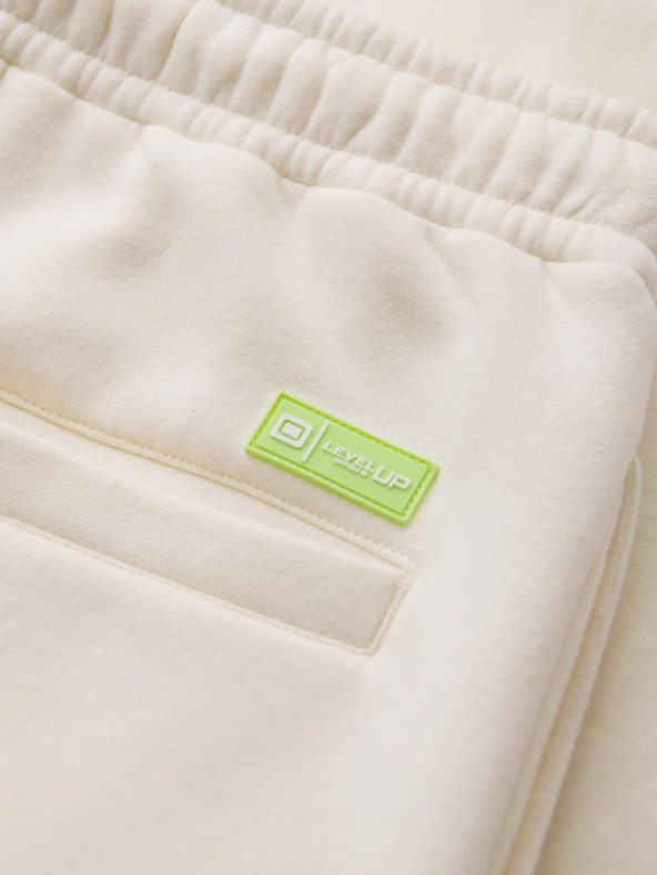 Ombre Clothing Unisex trenirka kratke hlače z rebrasto pasnico - kremna V2 OU-SRBC-0101 Ombre Clothing