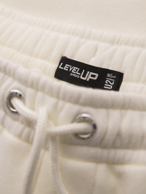 Ombre Clothing Unisex trenirka kratke hlače z rebrasto pasnico - kremna V2 OU-SRBC-0101 Ombre Clothing