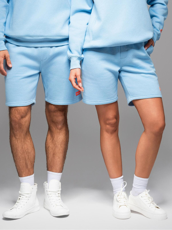 Ombre Clothing Unisex trenirka kratke hlače z rebrasto pasnico - modre V8 OU-SRBC-0101 Ombre Clothing