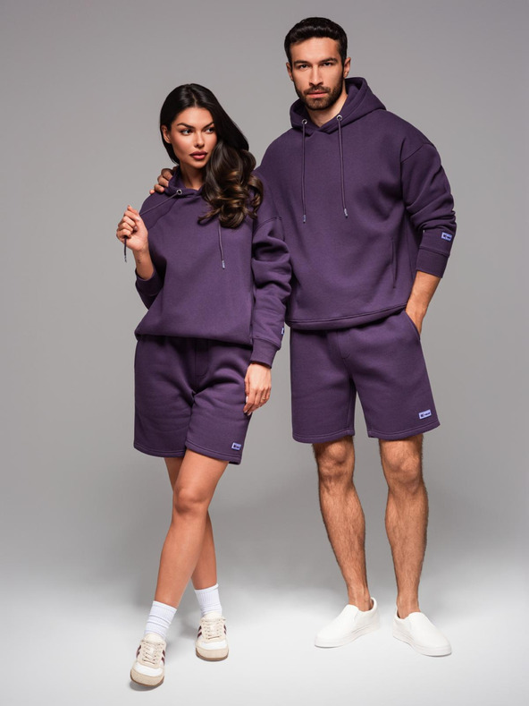 Ombre Clothing Unisex trenirka kratke hlače z vrvico v pasu - vijolične V13 OU-SRBC-0101 Ombre Clothing