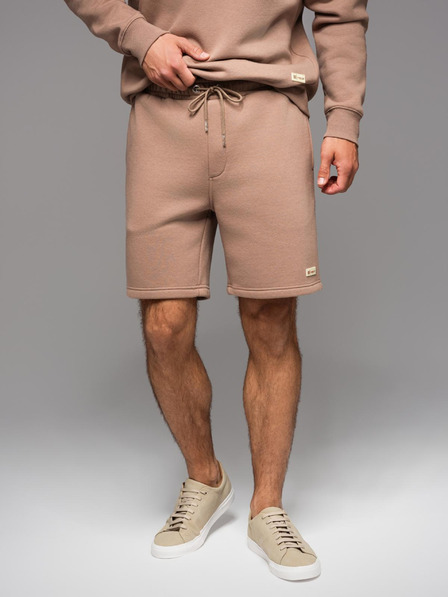 Ombre Clothing Unisex trenirka kratke hlače z rebrasto pasnico - rjave V16 OU-SRBC-0101 Ombre Clothing