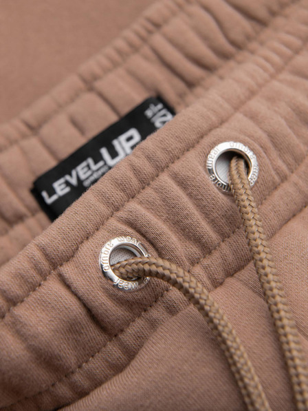 Ombre Clothing Unisex trenirka kratke hlače z rebrasto pasnico - rjave V16 OU-SRBC-0101 Ombre Clothing